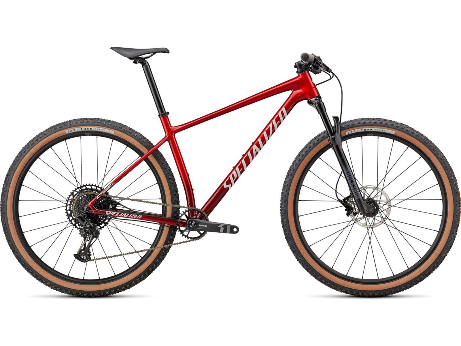 Specialized Chisel HT Comp 2022 - RED TINT CARBON/BRUSHED/WHITE